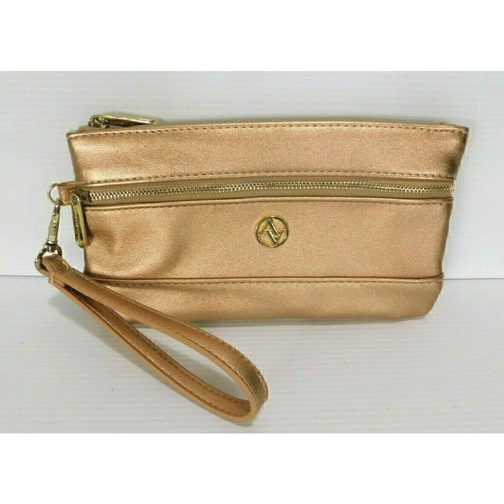ADRIENNE VITTADINI COPPER, GOLD COLORED WRISTLET, WALLET, APPROX 8 X 4.5"